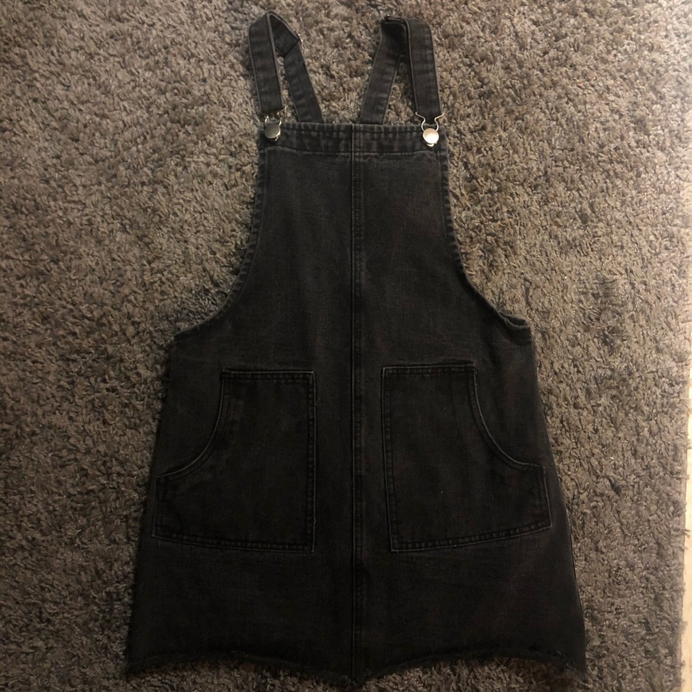 Black Denim Pinafore Dress